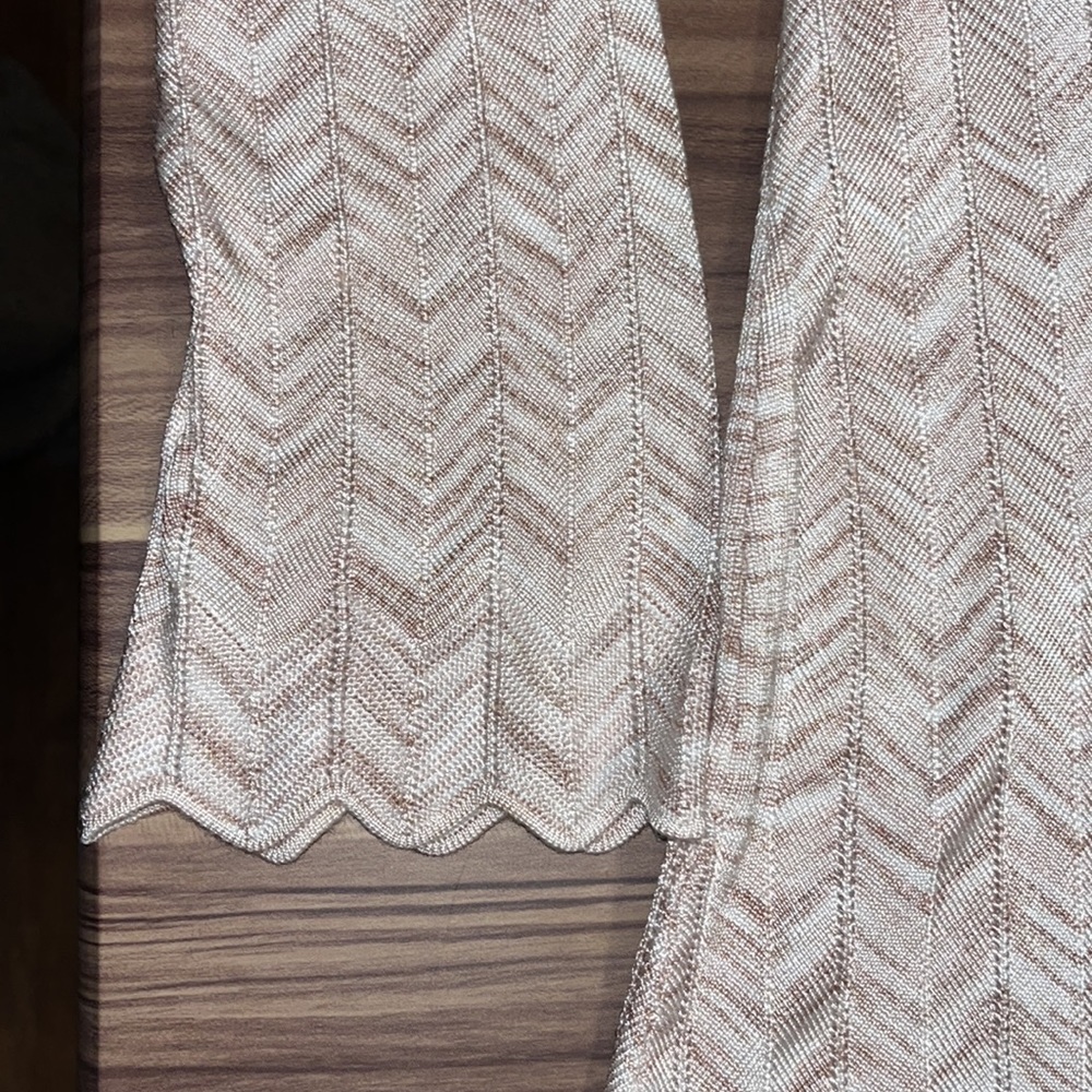 WHBM Chevron Pointelle beige open front long cardigan - Picture 8 of 16